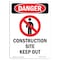 Signmission Safety Sign, OSHA Danger, 5" Height, Construction Site Keep Out, Portrait OS-DS-D-35-V-1099 - alternate 1